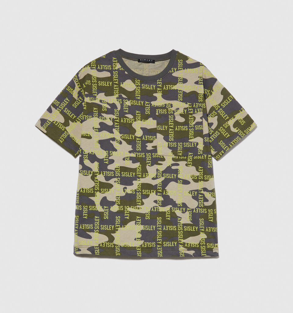 Camouflage t-shirt - boys' short sleeve t-shirts - Military Green | Sisley Young image number 2